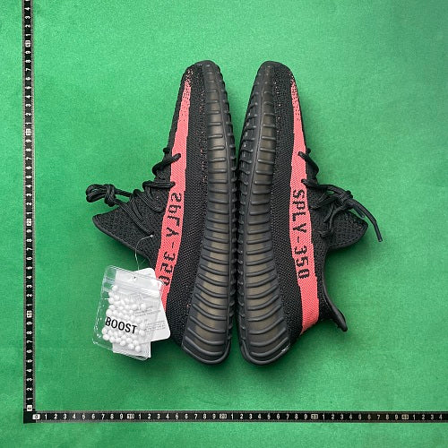 adidas Yeezy Boost 350 V2 — Black / Red Stripe