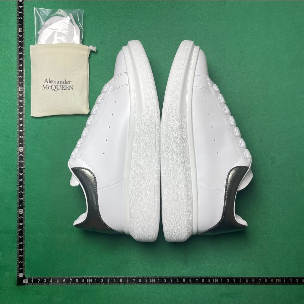 Alexander McQueen Oversized Sneaker — White / Metallic Grey alternate angle