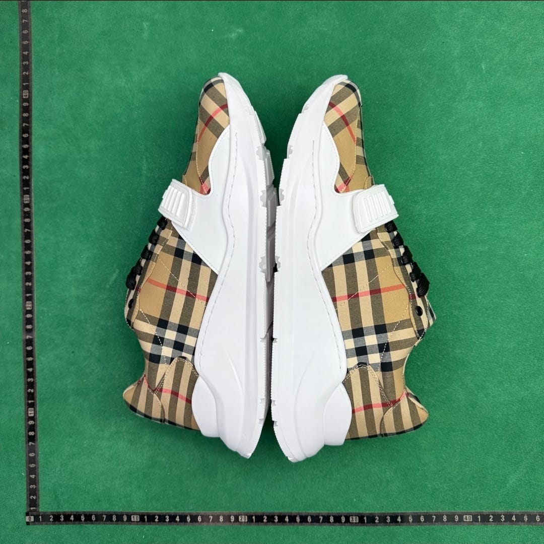 Burberry Check Panel Sneaker — White / Archive Beige