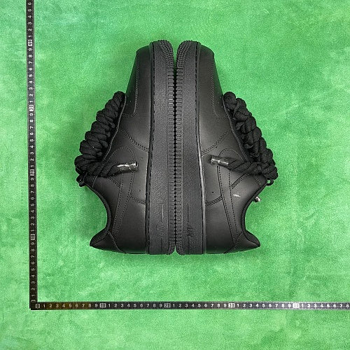Nike Air Force 1 Low Custom — Triple Black Rope Lace