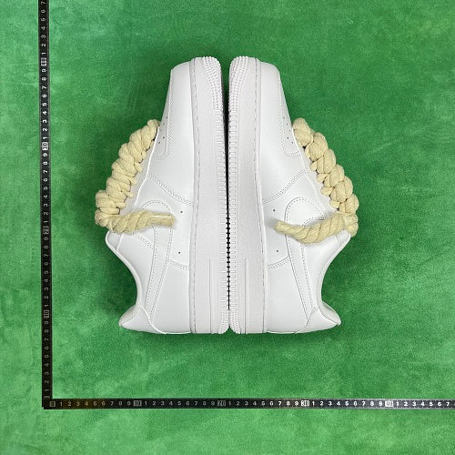 Nike Air Force 1 Low Custom — White / Gold Rope Lace