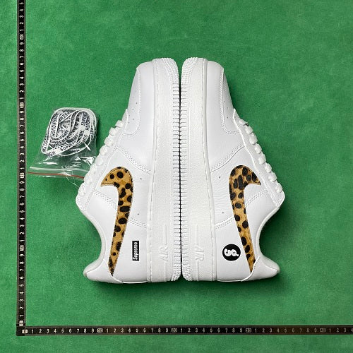 Nike Air Force 1 Low Custom — White / Leopard Swoosh