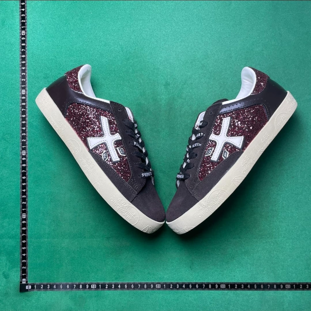 Premiata BSKT Clay — Black / Burgundy Glitter