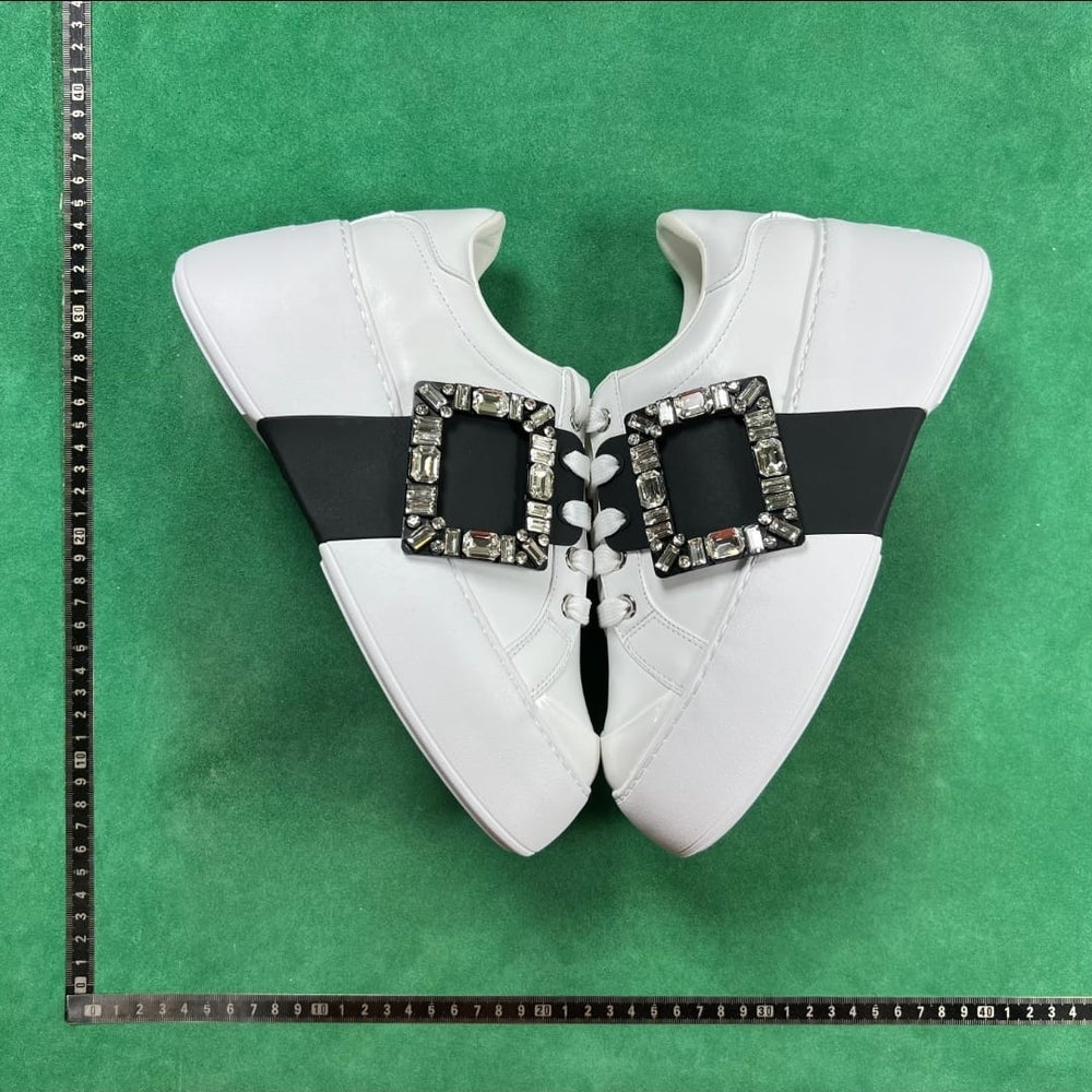 Roger Vivier Viv' Skate Crystal Buckle — White / Black